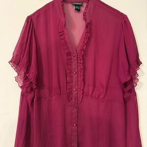 Lane Bryant Women's Fuchsia Ruffle Blouse